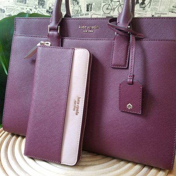 Kate Spade Large Cameron Satchel Wallet Cherrywood - Picture 4 of 13